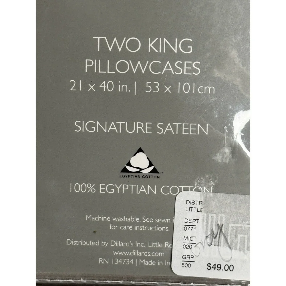 Noble Excellence NE Grey King Size Pillowcases Set New 500ct